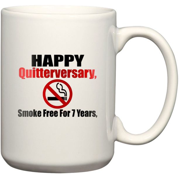7th Quitterversary 7 Years Without Smoking Anniversary Birthday Gift Mug