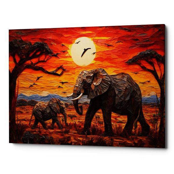 Canvas Art - Elephant On The Savannah Canvas Print Wall Art Decor