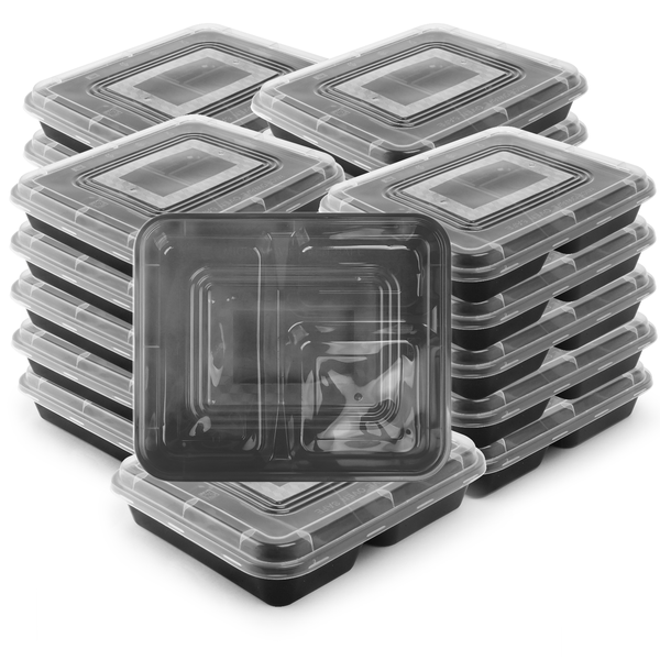 20Pack 36oz Meal Prep Container 3Compartment with Lid Lunchbox Food Storage
