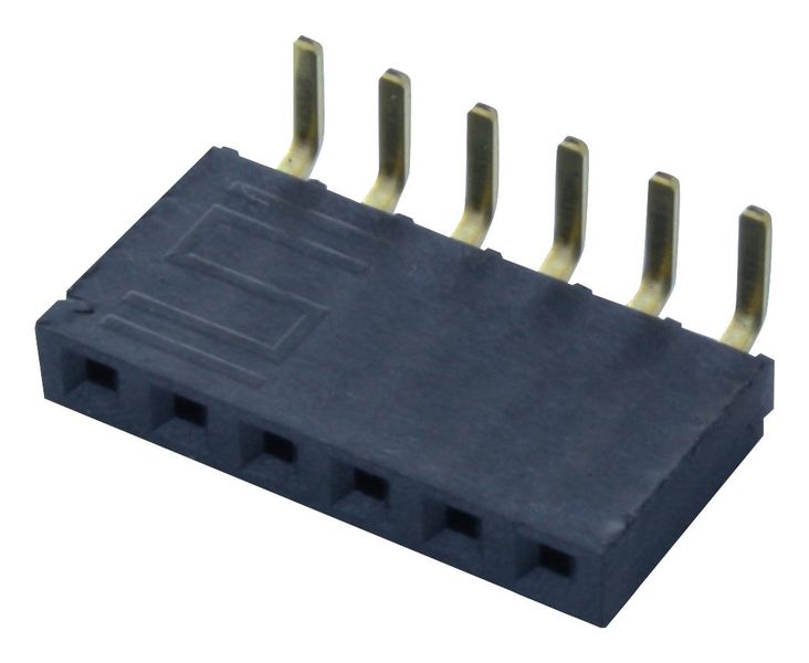 Samtec (SSW-106-02-G-S-RA) PCB Receptacle, Board-to-Board, 2.54 mm, 1 Rows