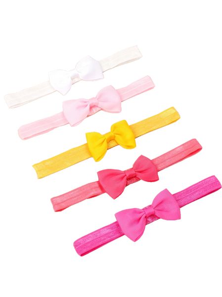Stretchy Ribbon Baby Girl Bow Hair Band 5 Piece