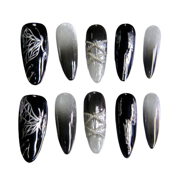 Handmade Reusable Gel High Quality Press-On Nails (Size L)