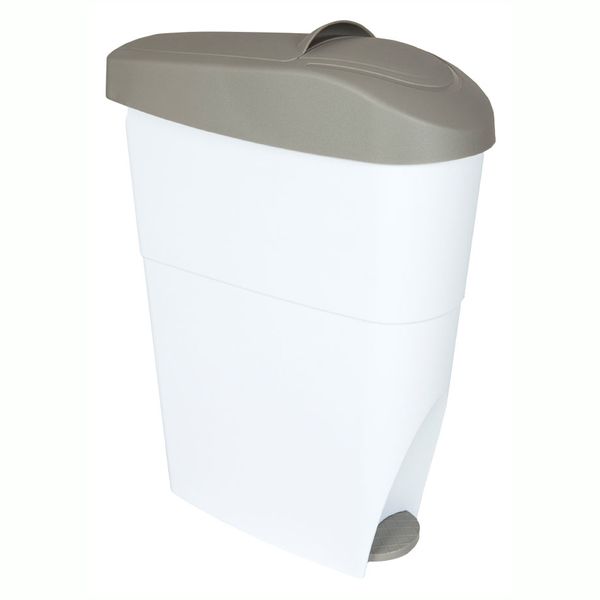 Foot Pedal Sanitary She Bin 19 Litre - White &amp; Grey &amp; 120 Bin Liners