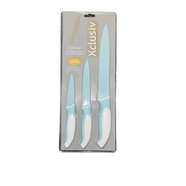 Knife Set - Non-stick Coated Blades - 3 Piece