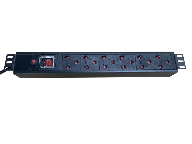 PDU 19" 1.5U - 6 Way 16A South Africa Outlet with On/Off Switch