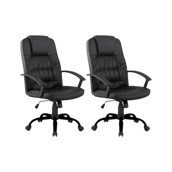 Set Of 2 Adjustable Backrest Executive Chair With Wheels And Armrest