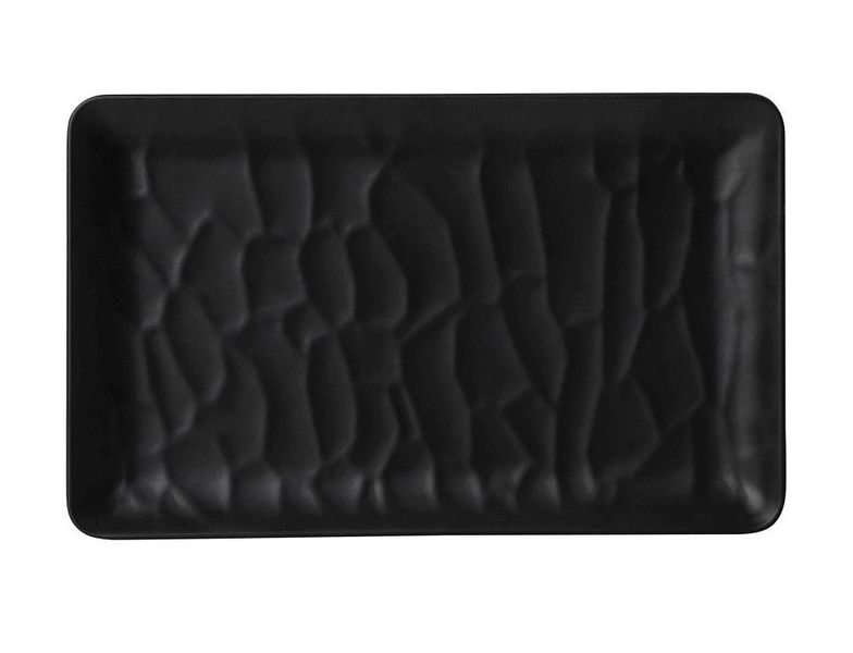 Platter Melamine 26X16cm Wavy Tria black-Crockery Centre