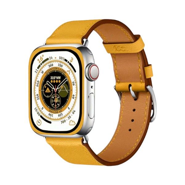 Soft Leather Apple Watch Strap With Buckle Clasp - Yellow