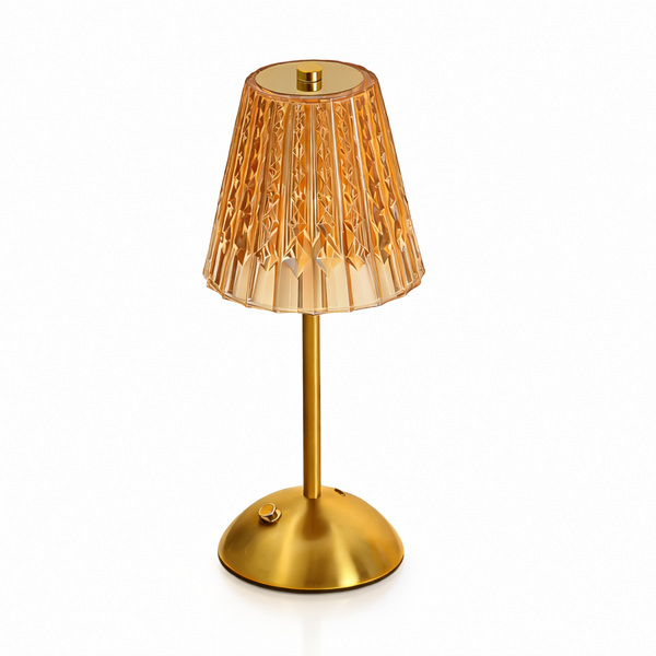 Crystal Diamond LED Table Lamp - Rechargeable &amp; Touch Control (Gold)
