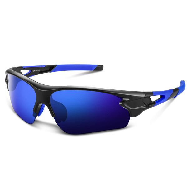 Polarized Sunglasses, UV400, Lightweight TAC Lens, Glossy Blue