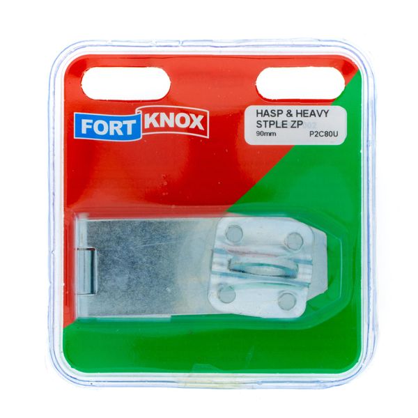 FORT KNOX Hasp &amp; Heavy Staple Zinc Plated 90mm Q:1 P2C80U