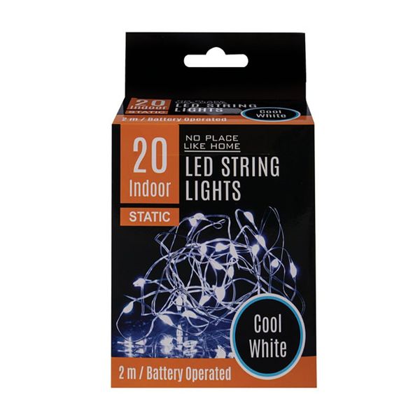 LED String Lights - Static - Cool White - 20 Lights - 2m - 3 Pack
