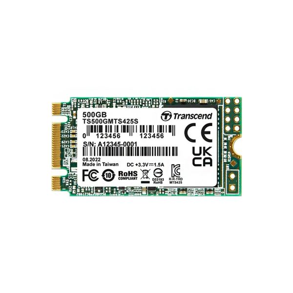 Transcend 425S 500GB M.2 SATA SSD - 530MB/s Read, 3D NAND, Laptop Upgrade