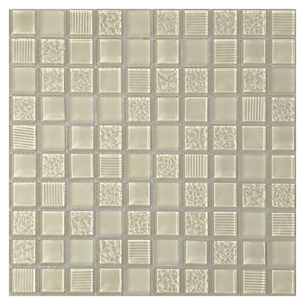 Ivory Textured Crystal Glass 23x23mm Mosaic Tiles