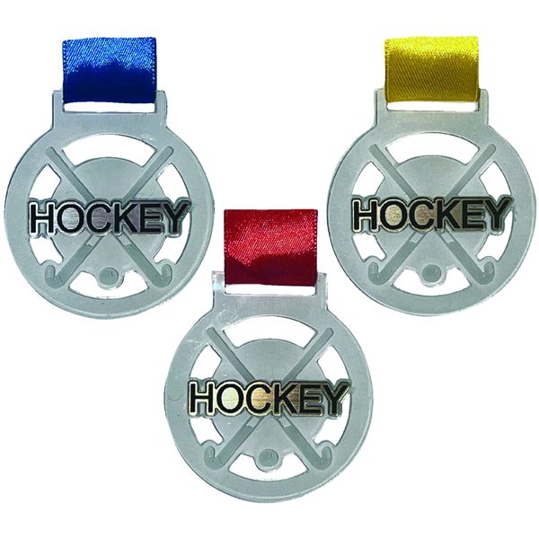 Medals Hockey Clear Plexiglass with Gold, Silver &amp; Bronze (36 Units)