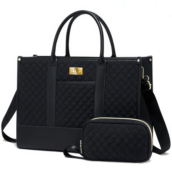 YB Sparkle - 15.6" Multi-Purpose Laptop Tote Bag + Matching Clutch Case