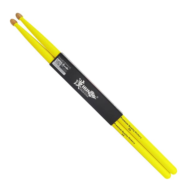 Hun Drum Sticks 5A Flourescent Series Wood Tip Yellow