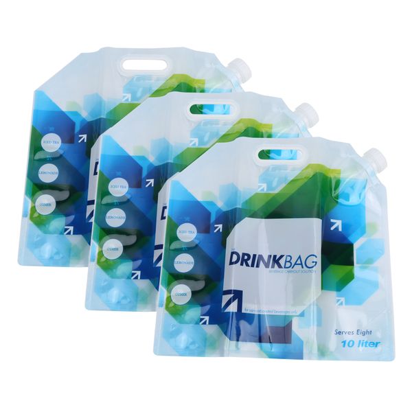 3-Pack 10L Foldable Water Carrier Bags for Outdoor Camping