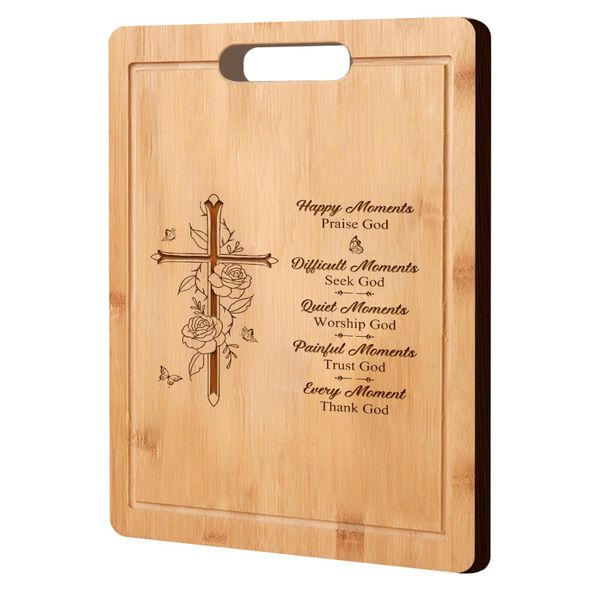 Christian Bamboo Cutting Board Engraved Gift Bible Verse Home Kitchen Decor