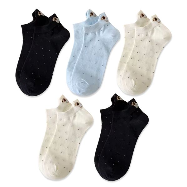Pawfect Pals Dachshund Socks - 5-Pack 2 Black - 2 Beige - 1 Soft Blue