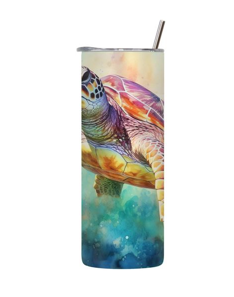 Turtle_2 20 Oz Tumbler with Lid Straw Trendy Ocean Graphic Sea Life Gift172