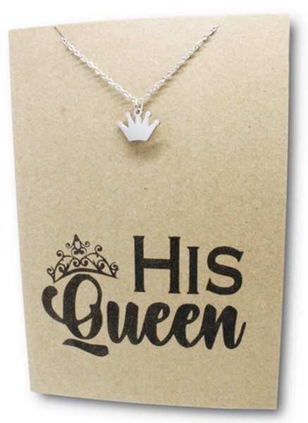 Stainless Steel Necklace On Message Card-Crown