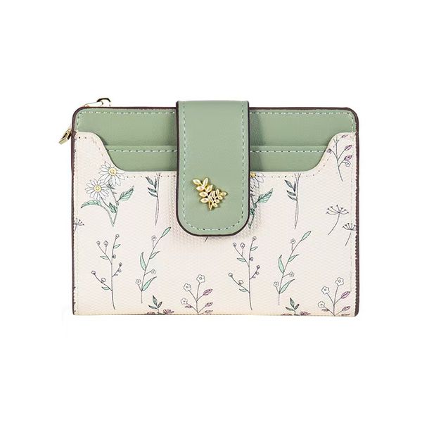 Korean-style PU Fresh Floral Short Wallet for Women,