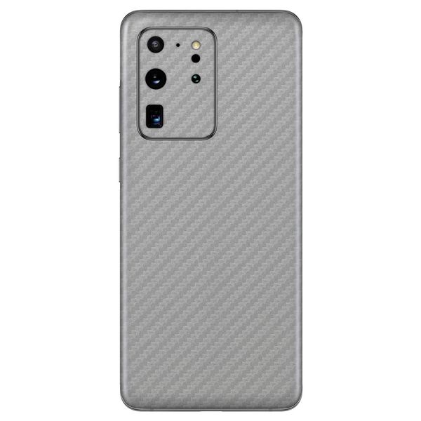 White Carbon Fibre Vinyl Wrap for Samsung S20 Ultra - Two Pack