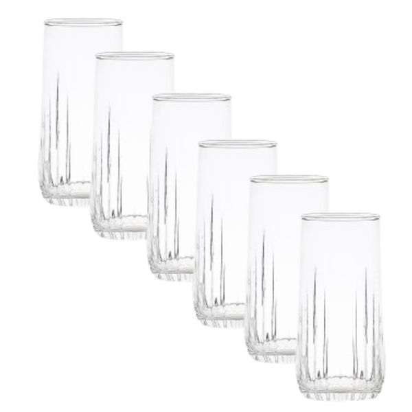 Pasabahce Nova Tall Drinking Glasses 360ml | 6-Pack Tumbler Glass Set