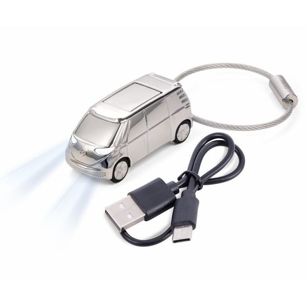 TROIKA Keyring: VW Electric Bus Keyring with Mini Torch - USB Rechargeable