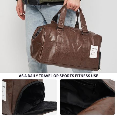 Large Sports Gym Bag Duffel Bag with Shoe Compartment - Brown