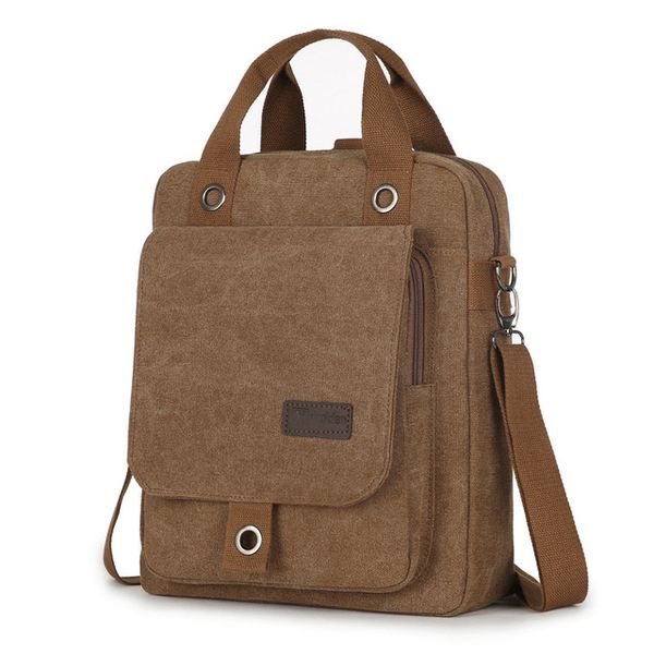 Canvas Material Pure Colour Message Bag-coffee