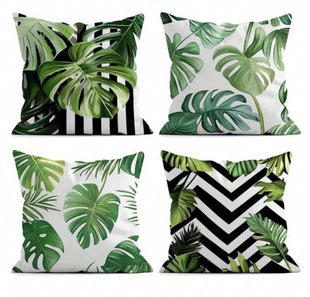 Tropical Leaf Scatter Cushion Covers Only Set of 4