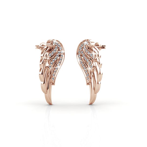 Destiny Angel wing earrings with Swarovski Crystals-Rose