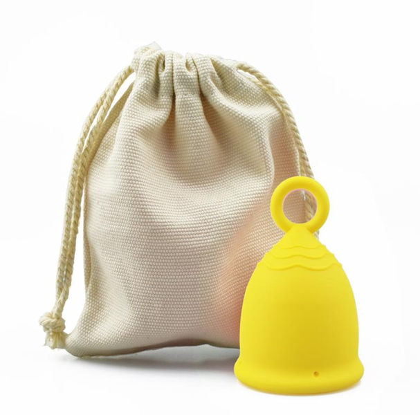 Menstrual Cup with Ring Stem- Large Yellow