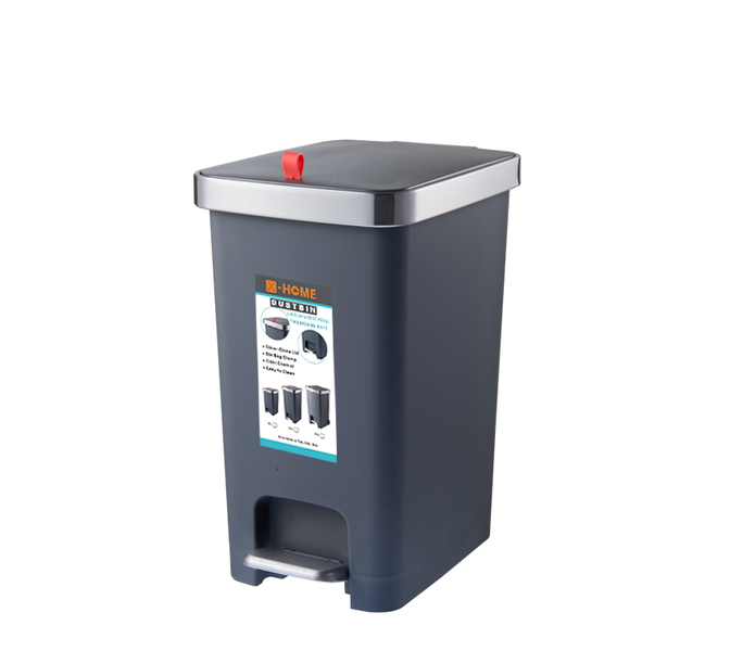 X-HOME Pedal Dustbin with Lid Flap, Bag Holder &amp; Silent Soft Close