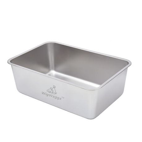 WigWagga - Stainless Steel Cat Litter Box With High Sides 44cm - Silver Image