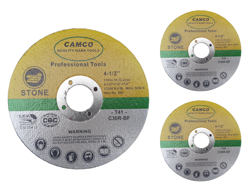 Camco (Pack of 3) Masonry Cutting Disc - 115mm x 3mm x 22.2mm