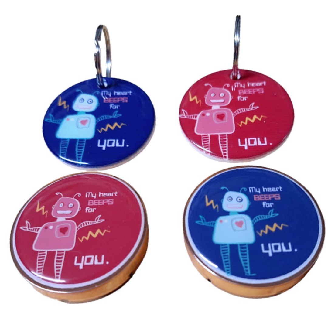 Keyring & Lip Balm Combo 2 - Red & Blue My Heart Beeps for You | Shop