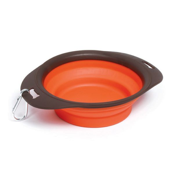 M-Pets Foldable Travel Dog Bowl Orange - Small