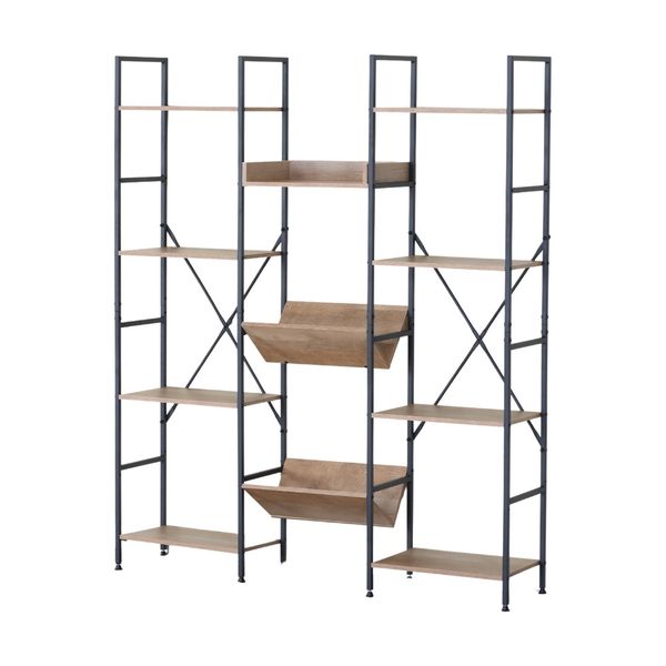 Bragg Essential Display Bookshelf with Magazine Storage, Oak &amp; Black
