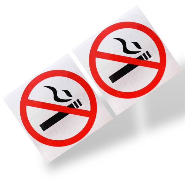 2 Durable Aluminum No Smoking Signs - Self-Adhesive &amp; Easy to Install