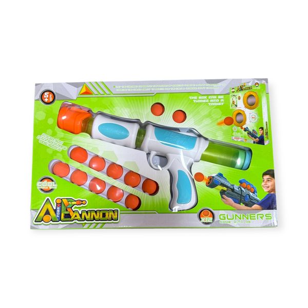 Air Cannon Blaster Toy with Foam Balls and Target Board Set