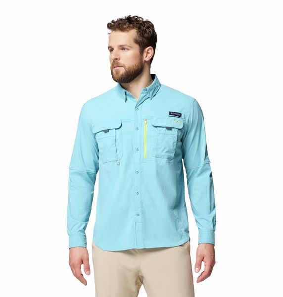 Columbia Men's PFG Bahama Elite Long Sleeve Shirt Vintage Blue