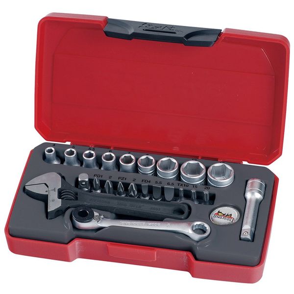 TengTools - 1/4" Drive Socket Set, 23 Piece - T1423