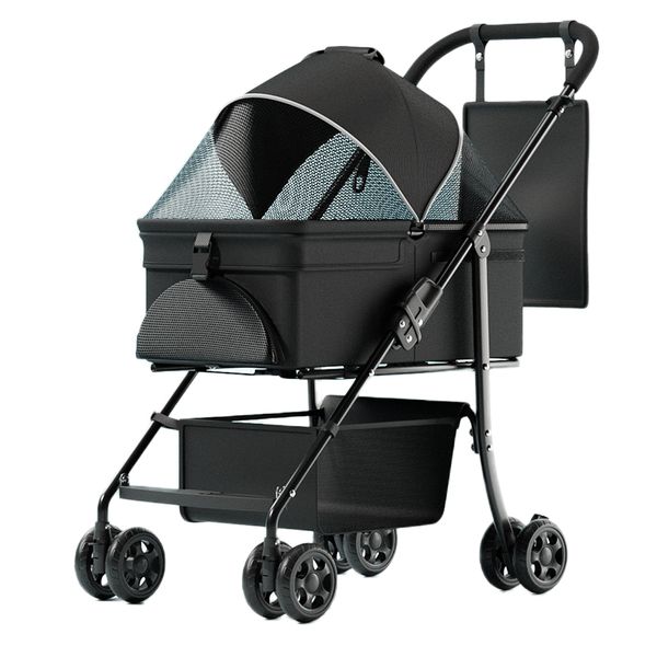 Versatile Pet Stroller &amp; Detachable Carrier &amp; Storage Basket