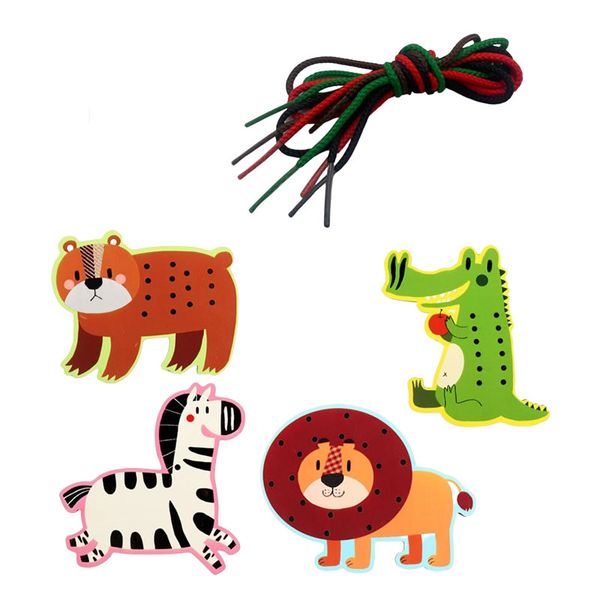 4 Piece Children's Wooden Animal Rope Toy GM-13