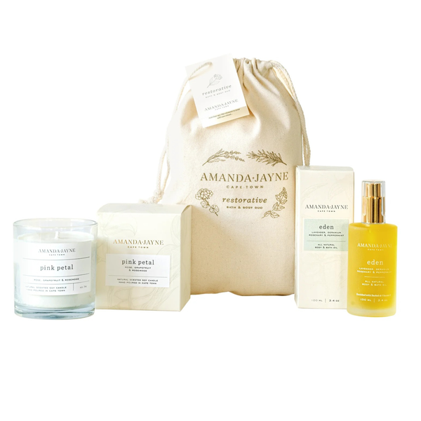 Amanda Jayne Eden Restorative Duo Candle &amp; Body Oil Spa Gift Set