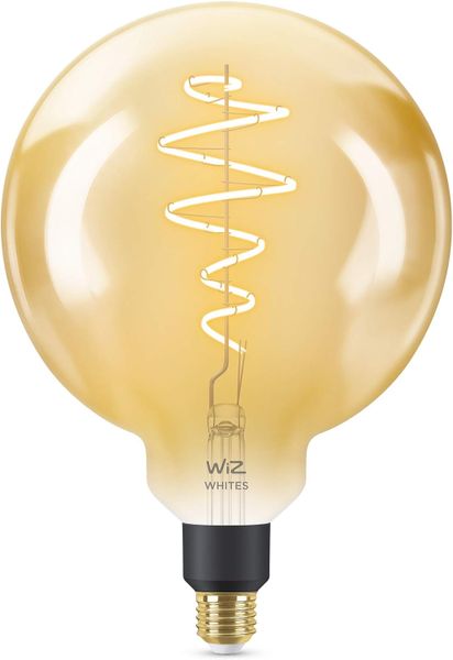 WiZ Dimmable White E27 Smart Connected WiFi Amber Globe G200 Light Bulb.
