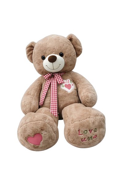 Cuddly Stuffed Animal Teddy with Ribbon Bow (Brown)-150cm